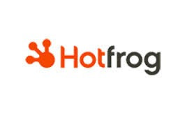Hotfrog logo with an orange and black design on a white background