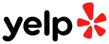 Yelp logo with black text and red starburst icon