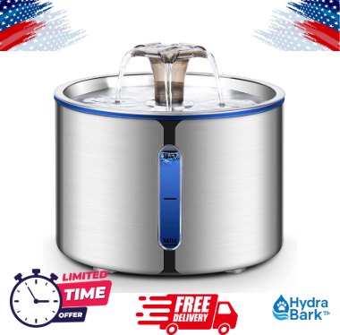 HydraBark™ Smart Stainless Steel Pet Water Fountain – Cats & Dogs
