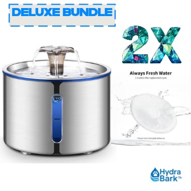 HydraBark™ Smart Stainless Steel Pet Water Fountain – Cats & Dogs HydraCare Plus (Fountain + 5-Month Filters + Extra 6-Month Pack)