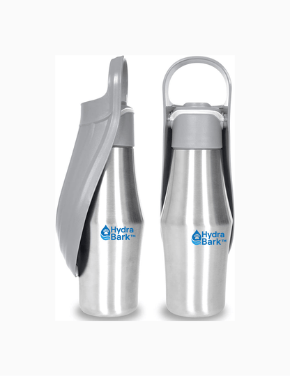 HydraBark™ Portable Dog Water Bottle – Foldable, BPA-Free, Leakproof Grey